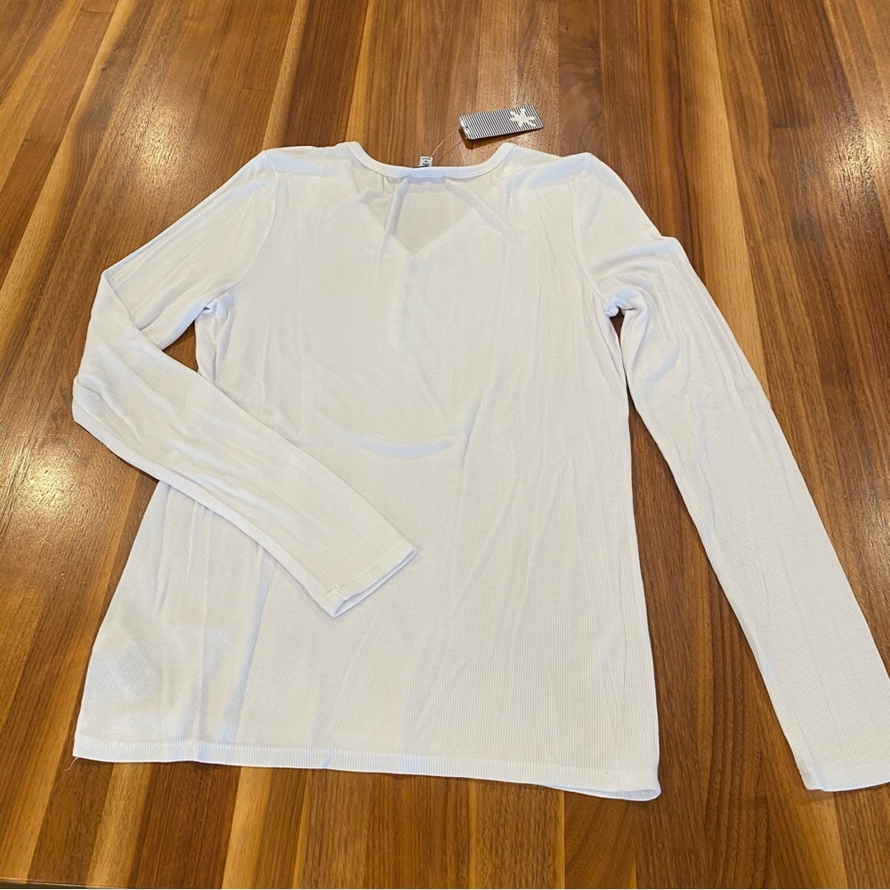 Splendid White Ribbed Tee - Picture 3 of 9